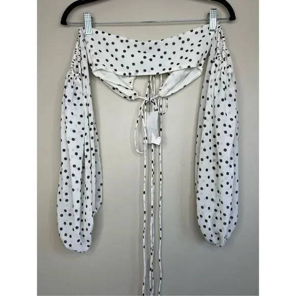 Majorelle Mattie Crop Top in Black & Cream Dot - Picture 4 of 7